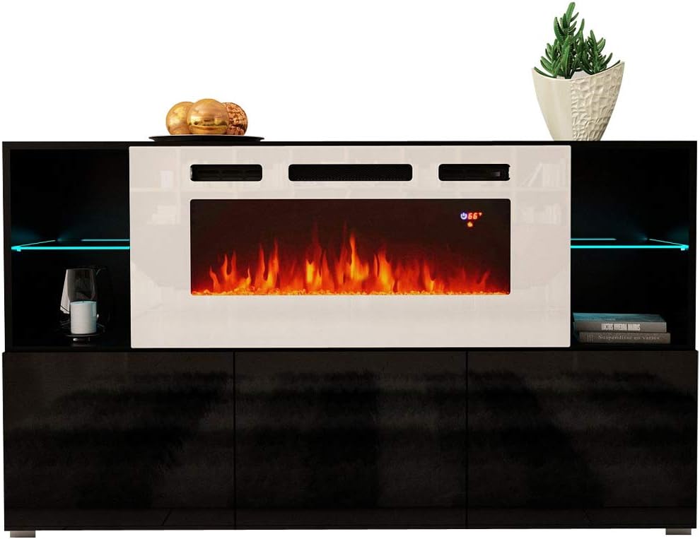 Komi WH03 Electric Fireplace Modern 63" Sideboard