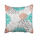 Tarolo Decorative Orange Gray And Turquoise white Throw pillow Case Size 18x18 inches(45x45cm) One Sided