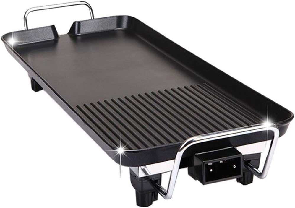 review Indoor BBQ Grill Electric Grill Smokeless Non-Stick Barbecue Plate Electric Baking Pan Multi-Function (Large)