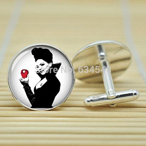 Pretty Lee Once Upon A Time Evil Queen Regina In Silver Cufflinks Glass Cabochon Cufflinks C3523
