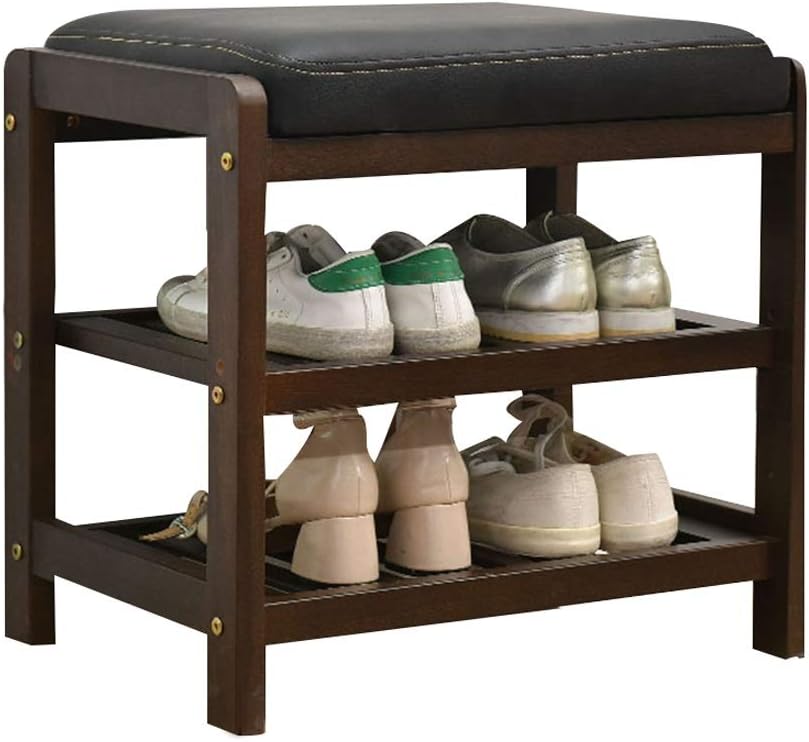 Shoe rack Solid Wood with Leather Cushion, Suitable for Doorway Ailin