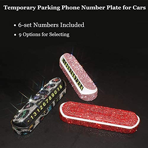 CoyiL Diamond Bling Auto Tijdelijke Parking Card Lichtgevende Telefoon Nummerplaat Verborgen Nuttige Interieur… - Afbeelding 5