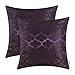 CaliTime Pack of 2 Cushion Covers Throw Pillow Cases Shells for Home Sofa Couch Modern Shining & Dull Contrast Quatrefoil Accent Geometric 20 X 20 Inches Deep Purple