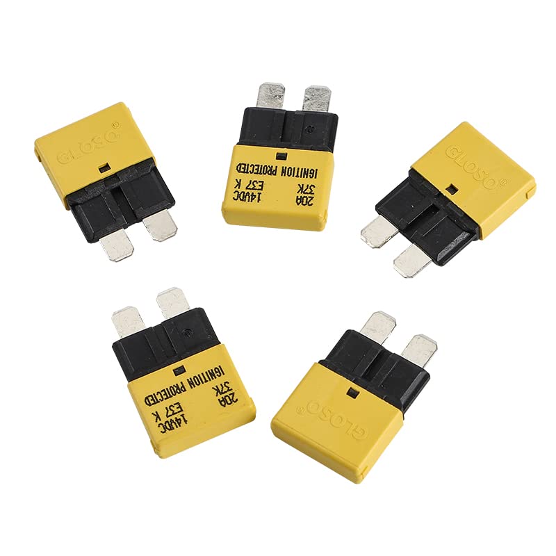 GLOSO Blade Circuit Breaker RV Marine Boat Truck Yacht Auto Reset Audio Solar System Protection ATO ATC 20 Amp E37 5 PACK
