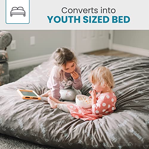 CordaRoy's Faux Fur Bean Bag Chair for Kids, Convertible Chair Folds from Bean Bag to Bed, As