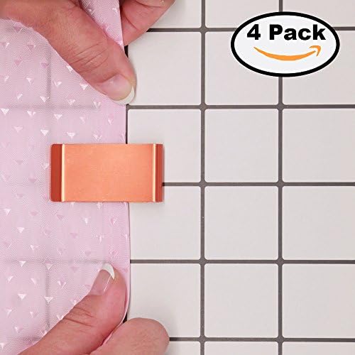 EONMIR Metal Windproof Stop Protect Clips, Shower Splash Guard Curtain Clip, Self Adhesive Shower Curtain Clips Splash 4Pack (Orange)