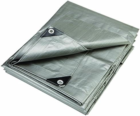 Heavy Duty Reinforced Tarpaulin All Purpose Canopy Poly Tarps 6Oz 12 Mil - Silver (15' X 30' Feet)