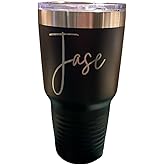 Custom 30 oz Powder Coated Stainless Steel Tumblers - Personalized by Laser - Engraved Name - 19 Colors