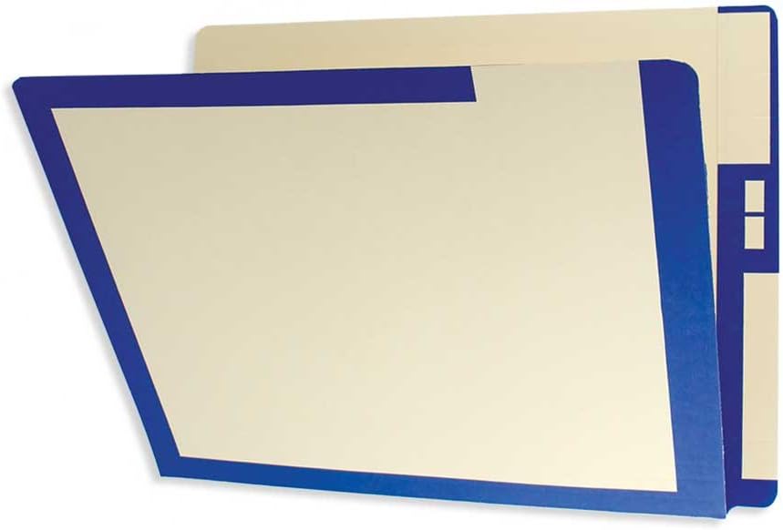 Filepro ETF34BEB End Tab Folder, 2-ply, FAS #1 and #3, 14Pt Manila, Flush Front, 12-1/4" x 9-1/2", Manila with Blue Border (Pack of 250)