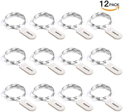 zerproc 12 Pack Fairy Lights, 7.2ft 20 LED Battery String Lights DIY LED Starry Lights, Waterproof Copper String Lights for Home, Garden, Patio, Party, Holiday, Christmas Decoration, Cool White