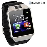 Smart Watch Bluetooth Touch Screen GTBonad Wearable Multi-Function Wristwatch for Android Phone Support SIM/TF Card with Camera(Silver)