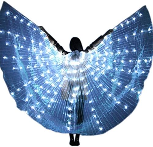 Koisy Women LED Light Isis Wings Belly Dance Costumes 360 Degree Sticks Performance Dancing Supplies Props