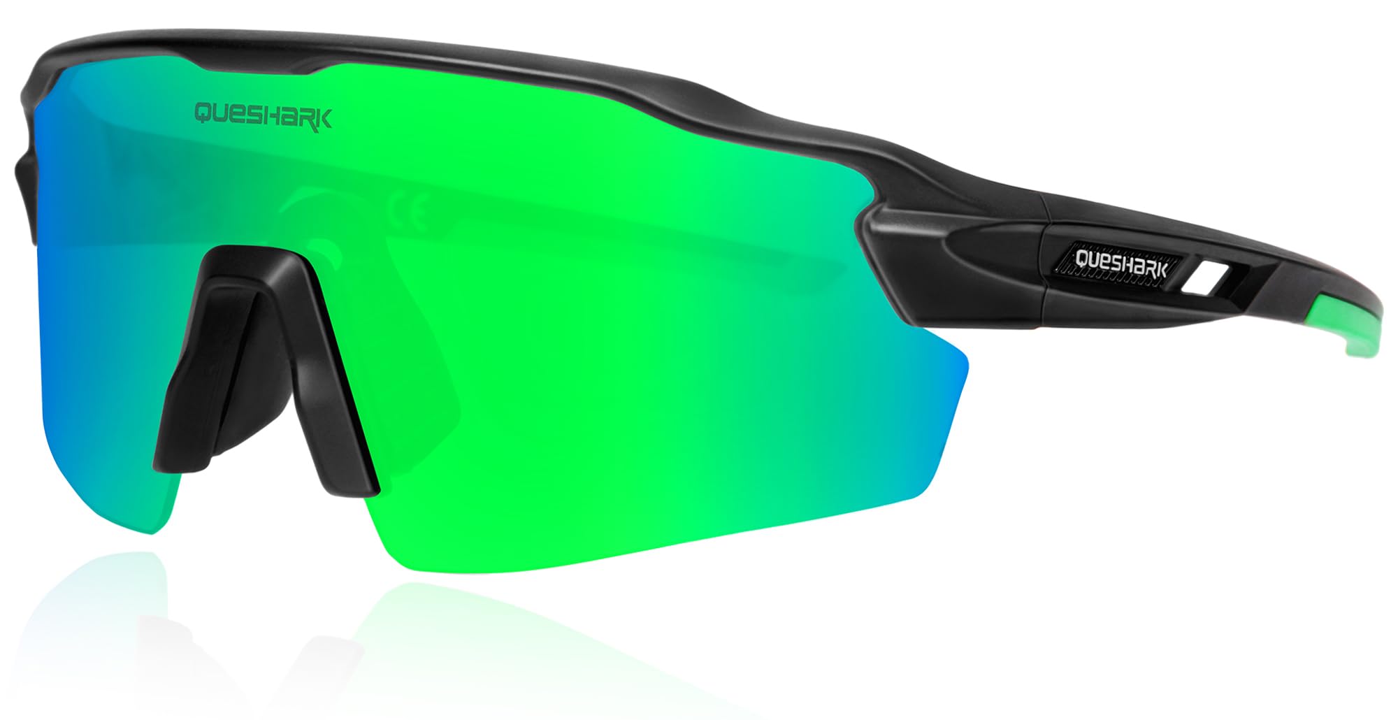 Queshark Cycling Glasses Polarized, Running Sunglasses Women Men with 1 Lens Or 4 Interchangeable Lens, TR90 Frame & UV 400 Protection, Sports Sunglasses for Cycling Running Driving Golf