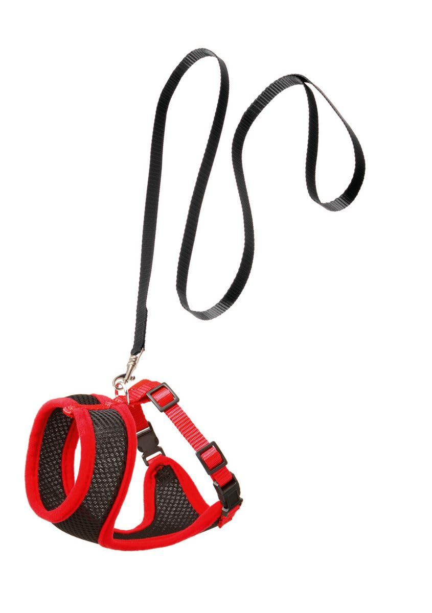 Karlie Harms Kitten Harness and Lead Length 120 cm Width 15 mm Height 38-50 cm L Black/Red