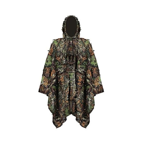 YuanDian Ghillie Suit Poncho Outdoor 3D Blätter Jagd Camouflage Camo Camping Vogelbeobachtung Cape Umhang für Militär CS Dschungeljagd Paintball Airsoft Wildlife-Fotografie Halloween Ahornblatt