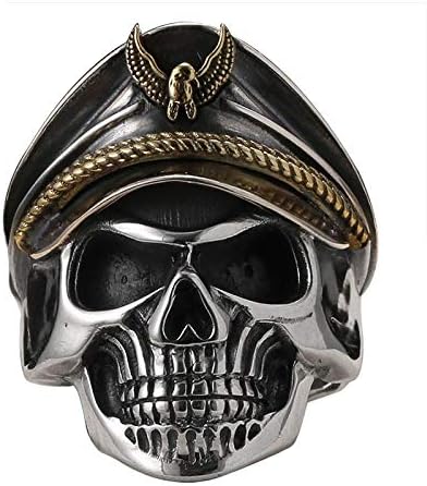Ring For Women 925 Silver Adjustable, Cool Soldier Skull Ring For Men Punk Rock Vintage Rings With Eagle Adjustable Size Biker Ring Gothic Jewelry