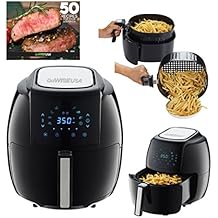 GoWISE USA 5.8-Quarts 8-in-1 Electric Air Fryer XL + 50 Recipes for your Air Fryer Book (Black)