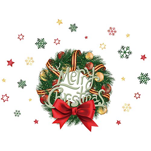 Iusun Merry Christmas Snowflake Wreath Wall Stickers DIY Window Decals for Bedroom Living Room Restaurant Mall Xmas Decoration (A) - Thumbnail 7