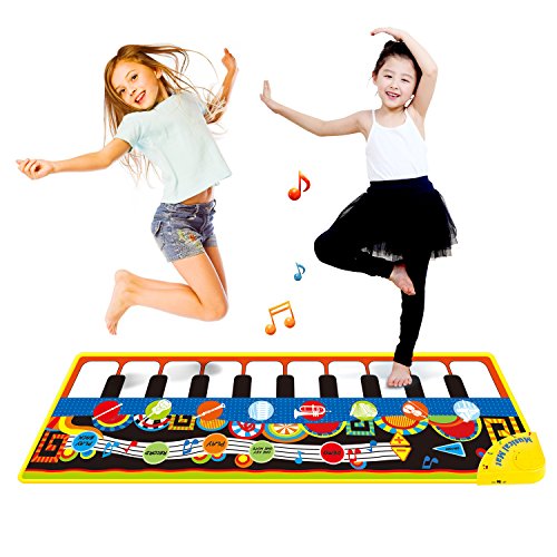 Coolplay Piano Play Musical Mat Touch Keyboard Singing Carpet For Baby Gift -10 key Step on Keyboard,8 Selectable Musical Instruments,43.3'' x14.2''