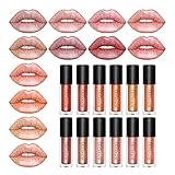 Coosa 12PCS Non-stick Cup Metal Lipstick Waterproof Sparkling Lip Gloss Vivid Color Matte Lip Liquid Long Lasting Makeup 12 Colors