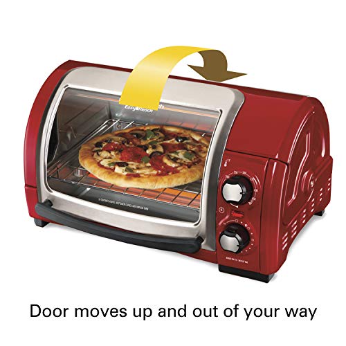 Hamilton Beach Easy Reach Countertop Toaster Oven, 4Slices, Red