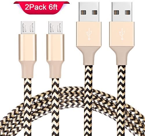 Android Charger Cable - Elktry 2 Pack 6 ft Nylon Braided High Speed USB 2.0 to Micro USB Cable, Sync and Fast Charging Cord for Samsung Galaxy S7 Edge S7 S6 Edge S6 Note 5 4 HTC Tablet Xbox PS4 Kindle