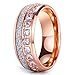 King Will Meteor Men's 8mm Titanium Rose Gold/Silver/Blue Domed Imitated Meteorite Wedding Band Cubic Zirconia