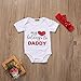 Birsppy Baby Girls Lovely Color Sentence Print Love Heart Pattern Summer Romper+Headband (0-3 M, White)