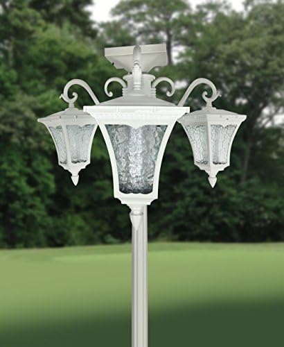 EdenBranch Sun-Ray Vittoria Three Head Solar Lamp Post and Planter in White