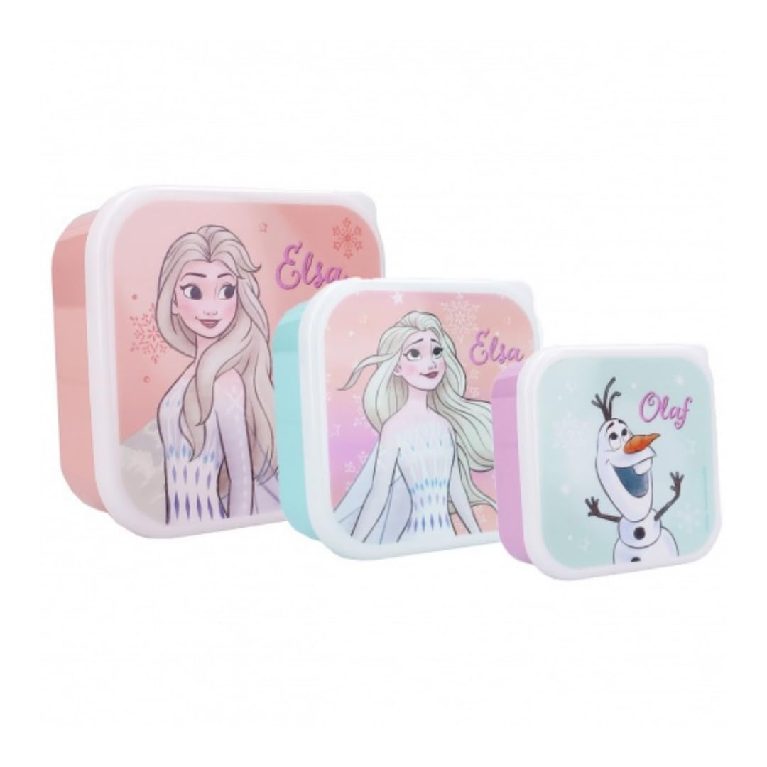 My sweety pop - Set of 3 snack boxes – Lunch box – Frozen – for children – Nursery – Kindergarten – School – Holidays – Meal – 11.5 cm – For Girls – Gift Idea
