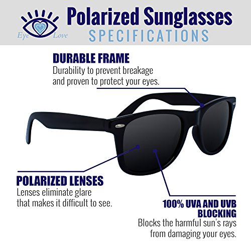 Eye Love Polarized Sunglasses for Men and Women, GlareFree, 100 Percent Uv Blocking, 5 Plus