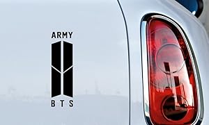 BTS NEW Logo Shield with Text Car Die Cut Vinyl Decal Bumper Sticker for Car Truck Auto Windshield Wall Window Ipad Tablet Macbook Laptop Computer Home Custom and More (Black)