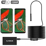 Wireless Endoscope Camera, Ilihome 1200P Wifi Inspection Camera with 5M(16.4FT) Semi-rigid Cable, Sony Sensor 6 LEDs Waterproof Lens Borescope for IOS Android Windows Device, Iphone, Samsung, Tablet