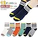 Queen-Ks Unisex-Kids Three Bars Striped Contrast Cotton Socks 6 Pairs 6-8 Years Old
