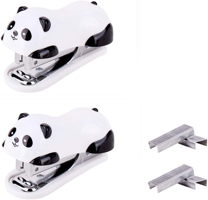 WTSHOP 2Set Mini Cute Panda Mini Desktop Stapler with 2000 No.10 Staples Staples for Staple Cute Stapler Staples for Stapler Mini Staplers Mini Staples Mini Staples for Mini Stapler Stapler Cute Mini