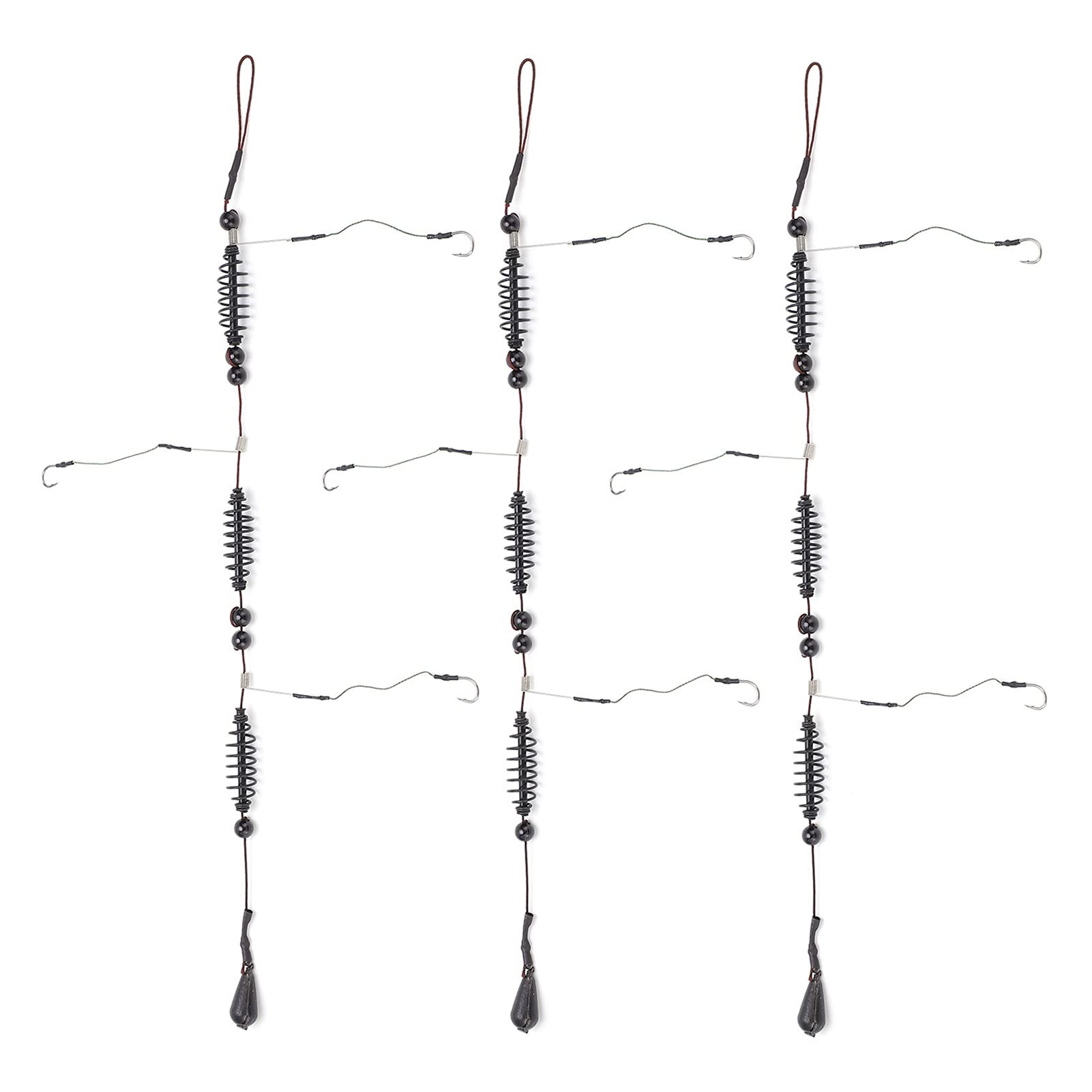 3PCS 3 Hooks Flat Fish Rigs Cage Trap Basket Set and Fishing Feeder Fishing Tackleg for Flatfish Sole Flounder(20g)