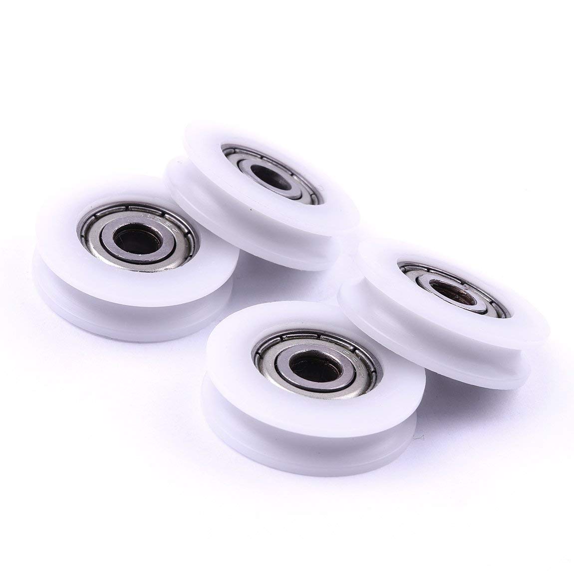 CBRIGHT Pulley Wheel 4 Pieces 5x24x7mm Nylon Round Pulley U Groove Bearings Track Roller Bearing for Furniture Hardware Accessories