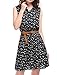Allegra K Women's Floral Printed Half Placket Above Knee Summer Sleeveless Belted Dress Small Dark Blue-cat