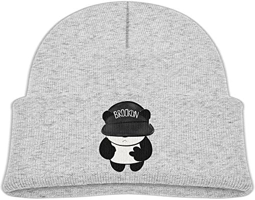 Children Panda Art Unisex Winter Warm Knit Hat Cute Soft Stretch Lined Beanie Cap Ash