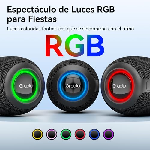 oraolo Small Bluetooth Speaker, Portable Bluetooth 5.4 Speaker | Mini Shower Speakers, 30H Playback, IPX7 Water Resistance, TWS, Suitable for Outdoor/Party/Travel