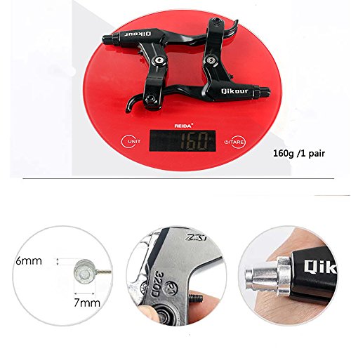 TOPBRY Bicycle Brake Lever,1 Pair Universal Full Aluminum Alloy Bicycle Brake Handle 2.2cm Diameter for Mountain Bike, Road Bike, Folding Bike, MTB (Silver & Black, 3-Finger) - Thumbnail 2