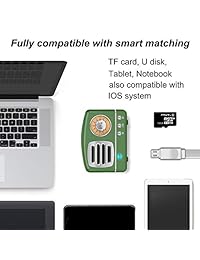 Bass Retro Retro Altavoz inalámbrico Vintage Altavoz estéreo portátil Ranura para tarjeta TF, Puerto USB, Micrófono incorporado para exteriores, Playa, Hogar, Viajes, Compatible para dispositivos Android   iOS (Verde oliva)
