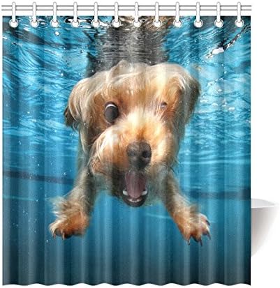 Funny Cute Puppy Dog underwater Waterproof Bathroom decor Fabric Shower Curtain -Polyester Fabric 66 x 72 inches