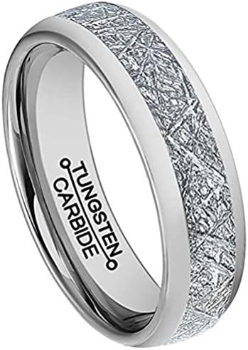 Fashion Month Men 6mm Silver Tungsten Carbide Ring Vintage Meteorites Pattern Wedding Engagement Band Domed Comfort Fit