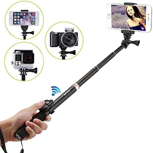 Maryger 4-in-1 Portable Bluetooth Selfie Stick for iPhone, Android Mobile,Digital Camera and Waterproof Action Camera,Black