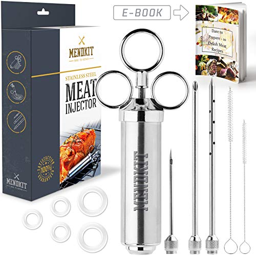 Stainless Steel Marinade Meat Injector Kit by MendKit Proffessional