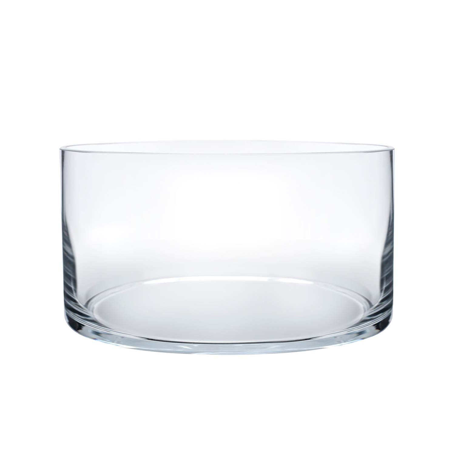 Royal Imports Flower Glass Vase Decorative Centerpiece For Home Or Wedding - Cylinder Shape, 4" Tall, 8" Opening, Clear