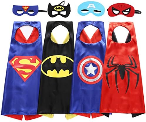 Good Mami Superhero Dress Up Costumes 4 Satin Capes with Felt Masks