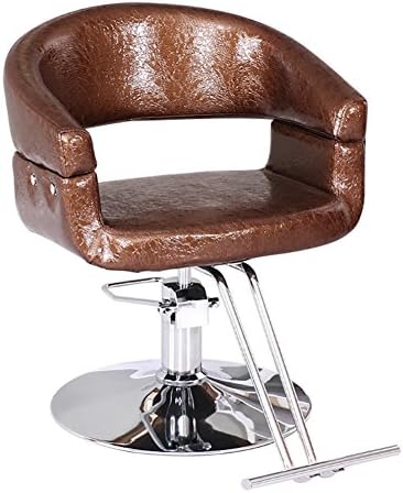 Fashion Beauty Rotating Barber Chair,PU Leather,Relax The Leg,Hair Salon Hairdressing Chair (Color : Brown-a, Size : 45-54cm)