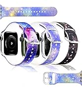 Blingbrione Band Compatible Apple Watch Silicone Pattern Printed 3 Packs 38mm 40mm 41mm 42mm 44mm...